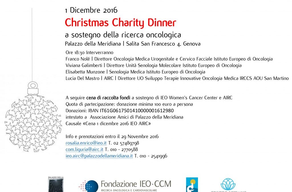 Genova Christmas Charity Dinner a favore di IEO