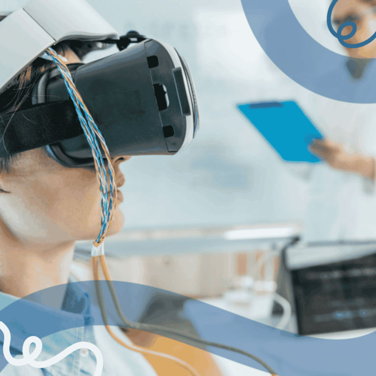 Immagine di una giovane donna che indossa il visore per la realtà virtuale